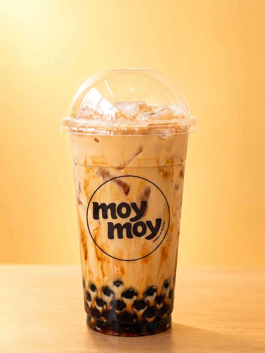 A freshly made MOY-MOY Brown Sugar Bliss bubble tea